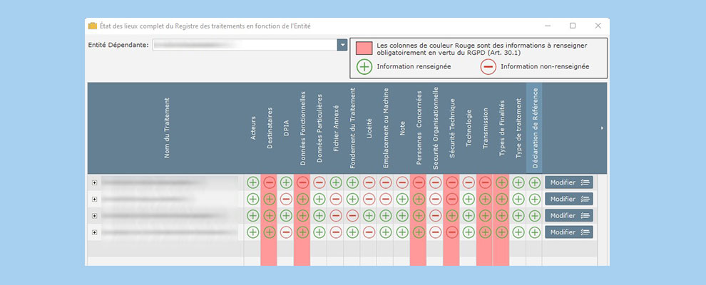 Illustration du logiciel d'accompagnement pour la mise en conformité RGPD!