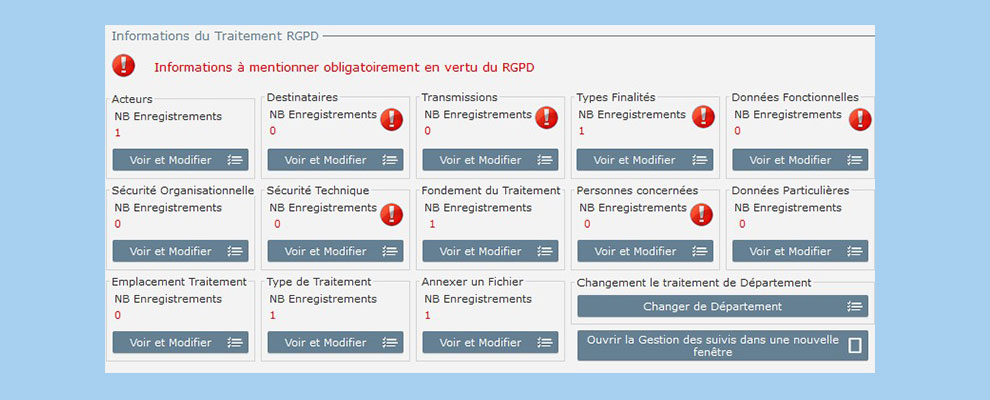 Illustration du logiciel d'accompagnement pour la mise en conformité RGPD!